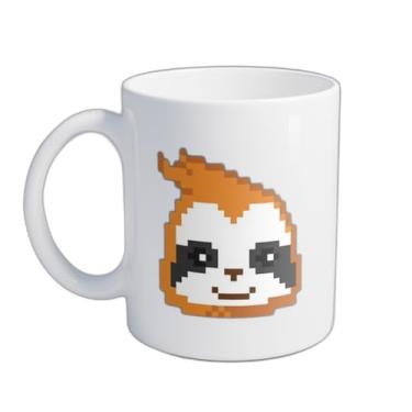 Imagem de Caneca Xícara de Café Porcelana 300ml Com Desenho Preguiça Fofa Estilo Pixel