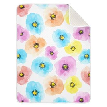 Imagem de Wassud Cobertor de bebê com estampa floral aquarela para meninos e meninas, cobertor de bebê para recém-nascidos, essencial para recém-nascidos, cobertores macios 76 x 101 cm