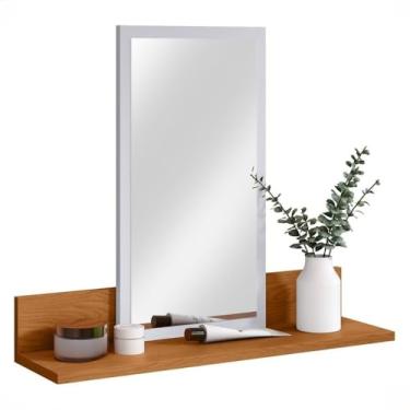 Imagem de Espelheira Suspensa Armário Organizador Para Banheiro Quarto Closet espelheira banheiro(Branco/Nature)