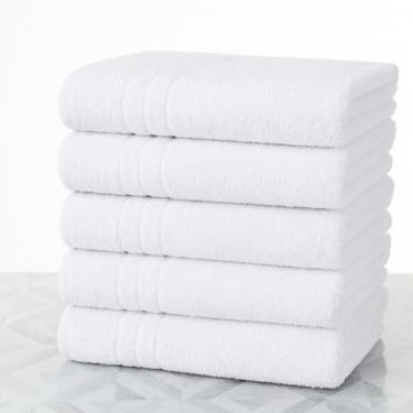 Imagem de Kit 5 Toalhas De Banho Brancas Hotel Felpuda 300 Gramatura