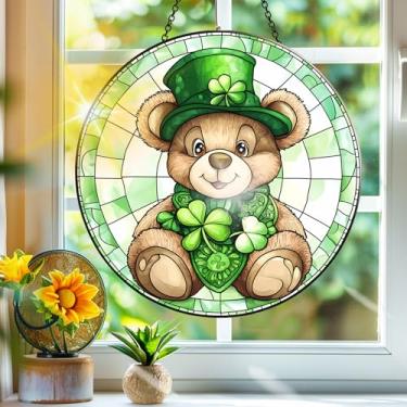 Imagem de Apanhador de sol de acrílico colorido, apanhadores de sol, decoração de janela suspensa de urso do dia de São Patrício, arte de parede de arco-íris, para varanda, interior e exterior, jardim, enfeites