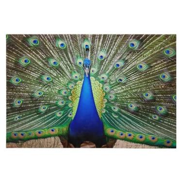 Imagem de Wassud Tapete de porta pavão 61 x 89 cm, tapete antiderrapante lavável com suporte de borracha, tapete macio e macio para sala de estar, quarto, entrada, entrada