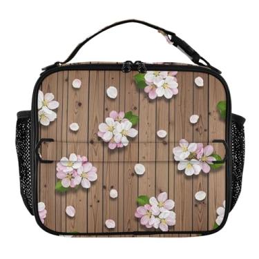 Imagem de Joisal Lancheira marrom com pétalas florais rosa para mulheres, meninas, lancheira masculina e infantil, lancheira para trabalho, bolsa térmica térmica para meninos