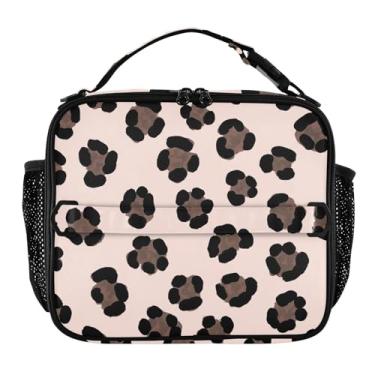 Imagem de Joisal Lancheira marrom negrito leopardo bege para mulheres meninas lancheira personalizada crianças masculinas lancheira para trabalho lancheira térmica para meninos