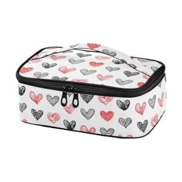 Imagem de Joisal Lancheira térmica pequena com alça desenhada à mão, corações dos namorados, pequena lancheira térmica