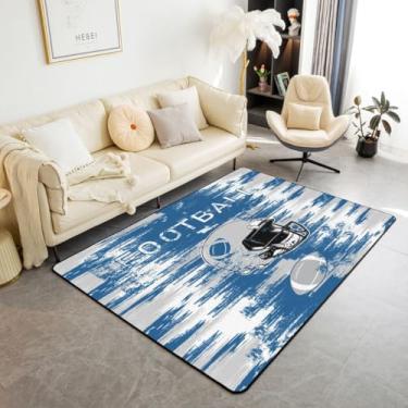 Imagem de Feelyou Tapete de área de futebol Detroit 7 x 12 cm para sala de estar para crianças, meninos, meninas, quarto, futebol, decoração de cidade, tapete com suporte antiderrapante, tapete de rúgbi