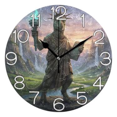 Imagem de GAIGEO Relógio de parede decorativo analógico operado por bateria relógio de cozinha rústico, decoração de parede de sala de estar moderna, número de relógio branco com Kedu, 25 cm, ponteiros pretos