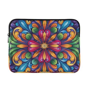 Imagem de Bolsa quadrada mandala fina e leve para laptop, bolsa de transporte durável para laptop, bolsa feminina fofa, de 13 a 14 polegadas