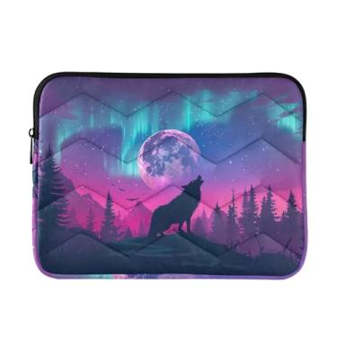 Imagem de Wolf Howling – Bolsa fina e leve para laptop, bolsa de transporte durável para tablet de viagem e trabalho, bolsa fina para laptop para mulheres, de 13 a 14 polegadas