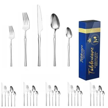Imagem de Conjunto de Talheres em Aço Inoxidável, 30 Peças, Colheres, Facas e Garfos, Próprio para Lava-Louças (prata)