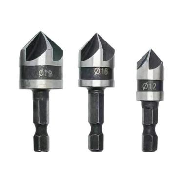 Imagem de Conjunto De Brocas Escareadoras Hexagonais 3 Peças 90 Graus Para Madei