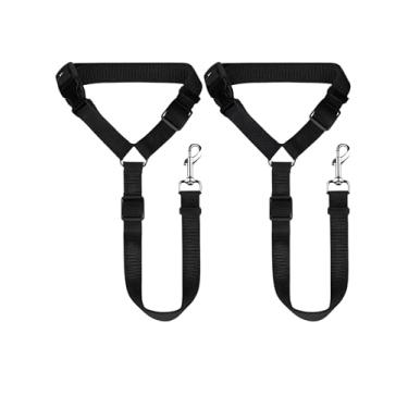 Imagem de Pacote com 2 arreios de carro para cães e gatos, encosto de cabeça para carro, ajustável, tecido de náilon, cinto para veículos, preto