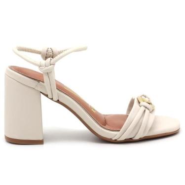 Imagem de Sandália Vizzano Salto Bloco Metal Feminino 6409224, Off white, 35