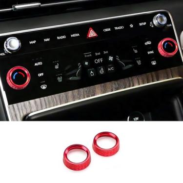 Imagem de JUIVEEL 2 peças alumínio ar condicionado botão botão capa A/C controle central botão botão botão proteção compatível com Genesis GV80 GV70 G80 2025-2026 acessórios (vermelho)