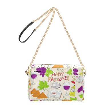 Imagem de Bolsa tiracolo feminina roxa uva vinho Páscoa bolsa para celular alça de corrente couro PU bolsa de ombro