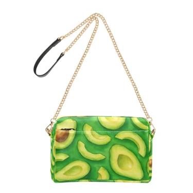 Imagem de Joitme Bolsa feminina transversal para celular, linda bolsa de ombro de couro PU verde abacate aquarela com alça de corrente