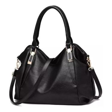 Imagem de Bolsa Feminina Elegante com Alça Transversal, Couro Sintético, Disponível em Preto, Bege e Marrom (Preto)