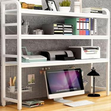 Imagem de Prateleira de mesa de computador industrial de 3 níveis – estante de metal para mesa de computador, suporte de exibição de mesa de grade, estante multiuso de bancada, para organização de mesa de