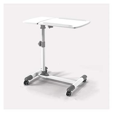 Imagem de Mesa lateral, mesa de trabalho ajustável em altura para laptop, mesa de cabeceira móvel, mesa de sofá, mesa lateral inclinável bidirecional, com 4 rolos, mesa de escritório em casa preta/branca