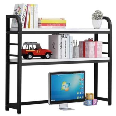 Imagem de Estante de mesa ajustável de 2 camadas - estante de mesa para mesa de computador, rack organizador de mesa aberto, rack de armazenamento de mesa de computador de metal, para prateleira de mesa