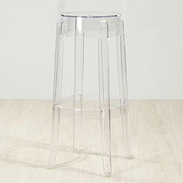 Imagem de Cadeira de jantar de cozinha acrílica, opções de várias cores, cadeiras de bar transparentes, cadeiras de destaque, bancos de altura de balcão de simplicidade moderna - transparente 76 cm
