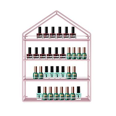 Imagem de Prateleiras de metal para guardar esmaltes de parede prateleira de esmalte de metal de 3/4 camadas prateleira de esmalte de óleo essencial, loja de salão de unhas, prateleira de ferro para exibição de