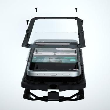 Imagem de I VIKKLY Capa de metal para Google Pixel 10 Pro XL/9 Pro XL com suporte para câmera, protetor de tela de vidro temperado integrado, capa de corpo inteiro à prova de choque de grau militar resistente