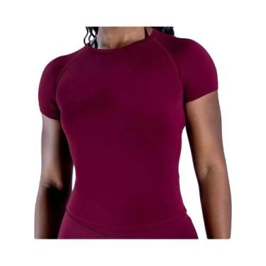 Imagem de Camiseta De Treino Feminina De Secagem Rápida Sem Costura De Manga Cur