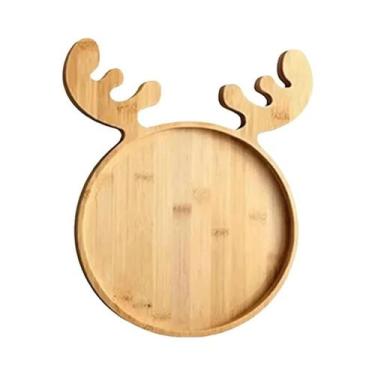 Imagem de Bandeja De Madeira Em Forma De Rena Para Natal, Prato De Doces, Salada