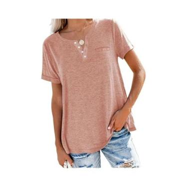 Imagem de Camiseta Feminina plus Size 1XL-8XL Solta E Confortável Com Decote Em 