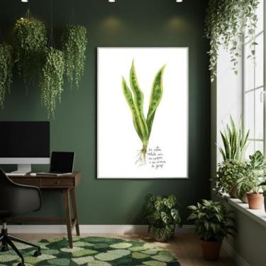 Imagem de Quadro Decorativo Folhagem Simples 70X50Cm Mold Branca - Quadros On-Li