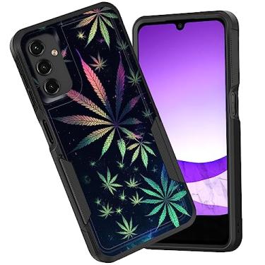 Imagem de CICPLKSE Capa para Galaxy A14 5G, camada dupla, híbrida, à prova de choque, rígida, de policarbonato macio, TPU (poliuretano termoplástico) de silicone macio, capa protetora para Samsung Galaxy A14 5G 6,6 polegadas 2023, folha de maconha