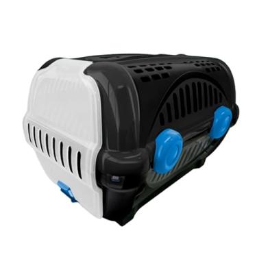 Imagem de caixa de transporte Luxo Pet N2 e N3 para cachorro Gato pássaros resistente desmontável pet(PRETO C/AZUL,(Nº3) C60 X L40 X A36,5)