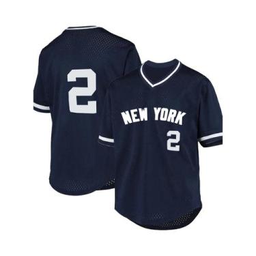 Imagem de Camisa De Beisebol Retro De Malha Com Decote Em V E Manga Curta Para H