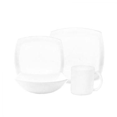 Imagem de Jogo Aparelho de Jantar Vidro Bordas Altas 16 peças Pratos Rasos Sobre