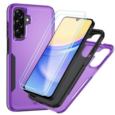 Imagem de Suncasetor Capa para Samsung Galaxy A15 5G com protetor de tela HD [proteção contra quedas de grau militar] Capa de celular resistente à prova de choque para Galaxy A15 5G, lavanda/preta