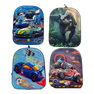 Imagem de kit 4 mochilas infantil pequena creche maternal bebê para menino e men