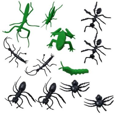 Imagem de Kit 12 Insetos Realista Borracha Brinquedo Aranha Rã Formiga - Pais e 
