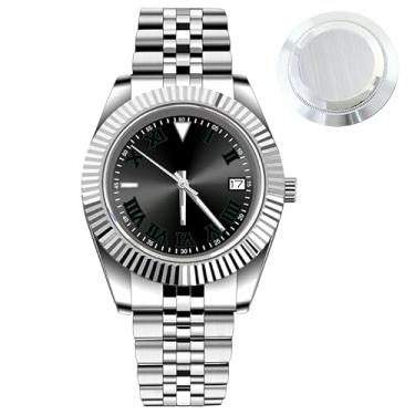 Imagem de FEIYASHI Relógio mecânico automático masculino de luxo Japão NH35 movimento com vidro de safira 100 m à prova d'água relógios esportivos data (prata 3)