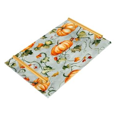 Imagem de xigua Bandeja de banheiro de abóboras de outono com alças bandeja de servir antiderrapante para mesa de centro, organizador de bancada de cabeceira bandeja de decoração de acrílico para decoração de