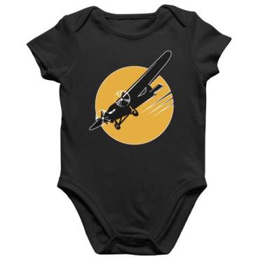 Imagem de Body Bebê Algodão Avião Bimotor - Foca na Moda, Preto, GG