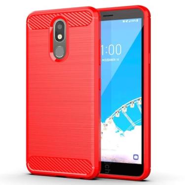 Imagem de Capa para LG Prime 2 Capa,Material de fibra de carbono,Macio antiderrapante,anti-óleo,Proteção total de capa de telefone compatível com LG Prime 2-Red