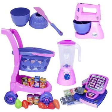 Imagem de Kit Brinquedo Menina Super Mercado Batedeira Forma 31pç - CLICKCOMPRAS