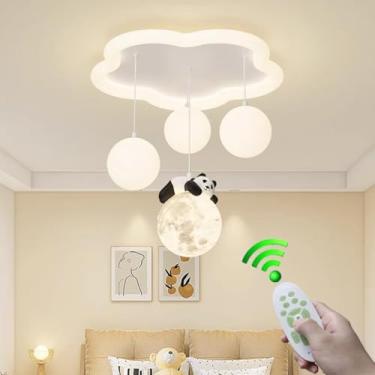 Imagem de Luminária de teto LED para quarto de pais e filhos, luz quente acrílica, lustre decorativo em formato de nuvem com controle remoto, luminária criativa para ambientes internos, como sala de j
