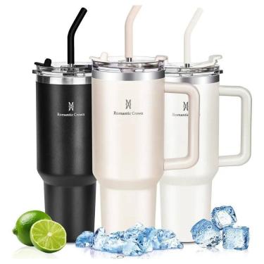 Imagem de Copo Térmico Inox 1,2L: Gelado 30H, Quente 8H. Alça+C - Rosa