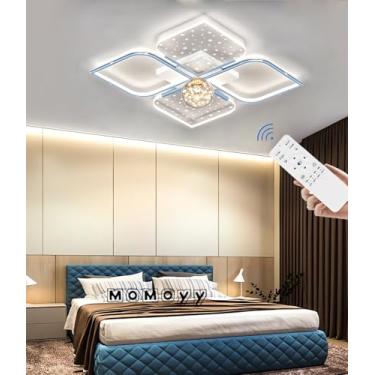 Imagem de Luminária de teto LED moderna, regulável, 3000k-6000k, para quarto, sala de estar, com controle remoto, em formato de estrela de metal e acrílico, pendente para ambientes internos, 53cm, 56w