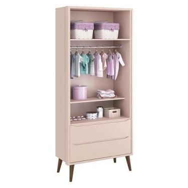 Imagem de Guarda Roupa Infantil Theo 2 Portas Rosa com Pés Amadeirados  Reller