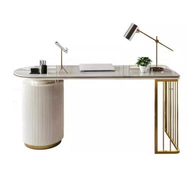 Imagem de hezhuhe2258 Home Office Computer Desk Light Luxury Computer Desk Office Modern Minimalista Escrita Consultoria Recepção e Cadeira (200 * 70 * 75 cm)