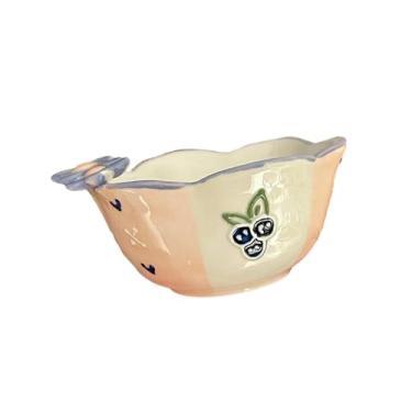 Imagem de Prato de cerâmica de flor em relevo para uso doméstico sob o esmalte pintado à mão - tigela de mirtilo