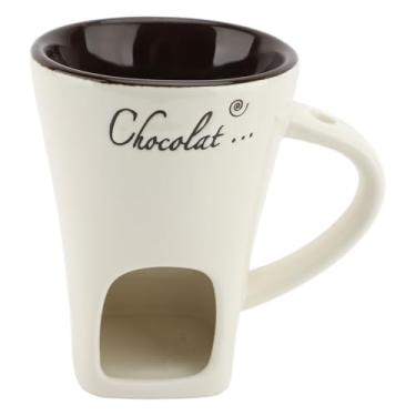 Imagem de Generic Conjunto de Caneca de Cerâmica para Derreter Chocolate para Fondue Com Garfo, Ideal para Festas e Opção de Presente para Aniversários ou Aniversários (Branco)